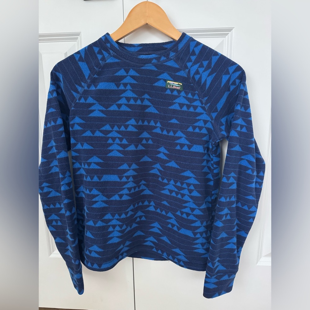 Boys L.L. Bean Blue and Black Fleece Shirt
